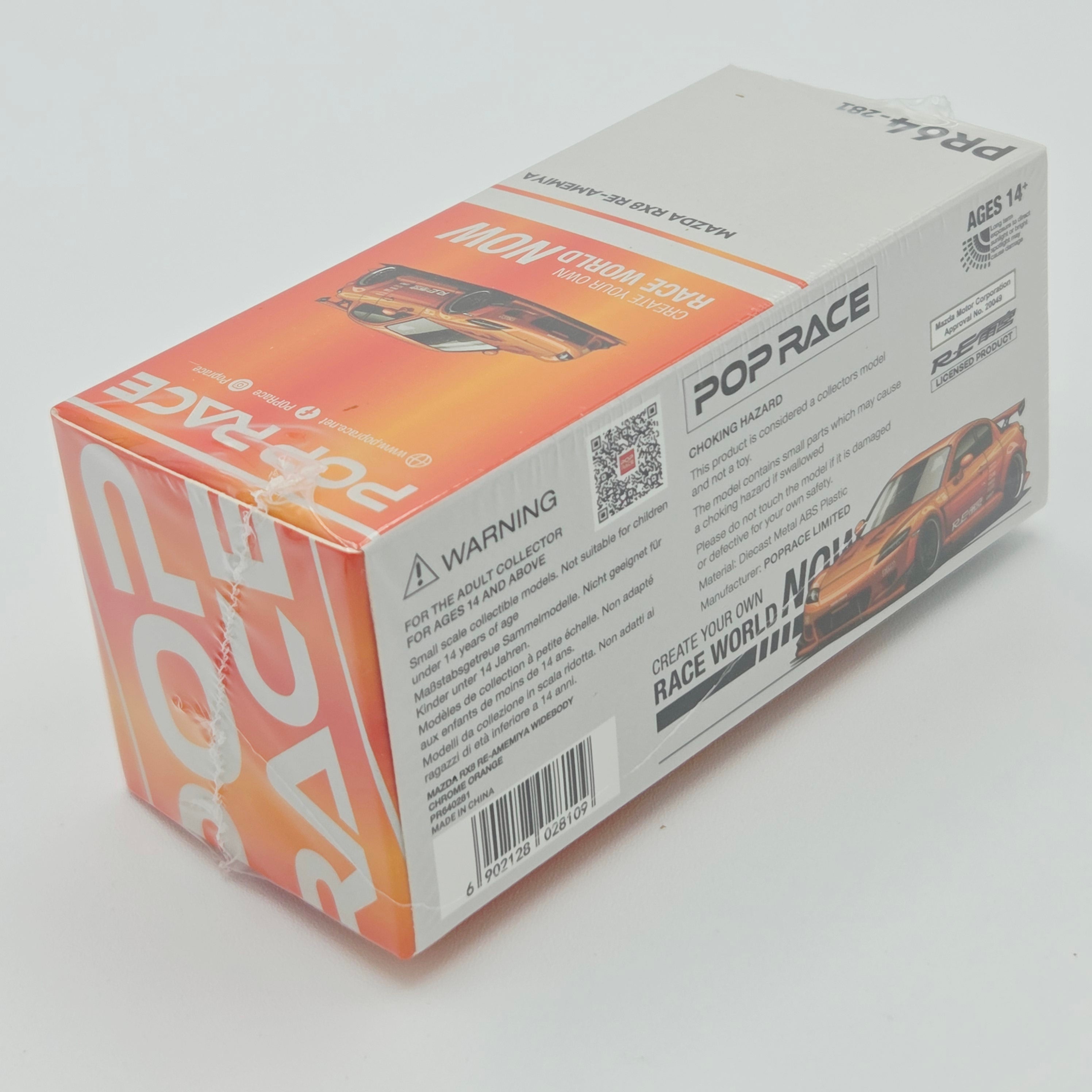 Pop Race Mazda RX-8 Re-Amemiya - 1:64, Orange Chrome #281 (2026 Limited Edition)