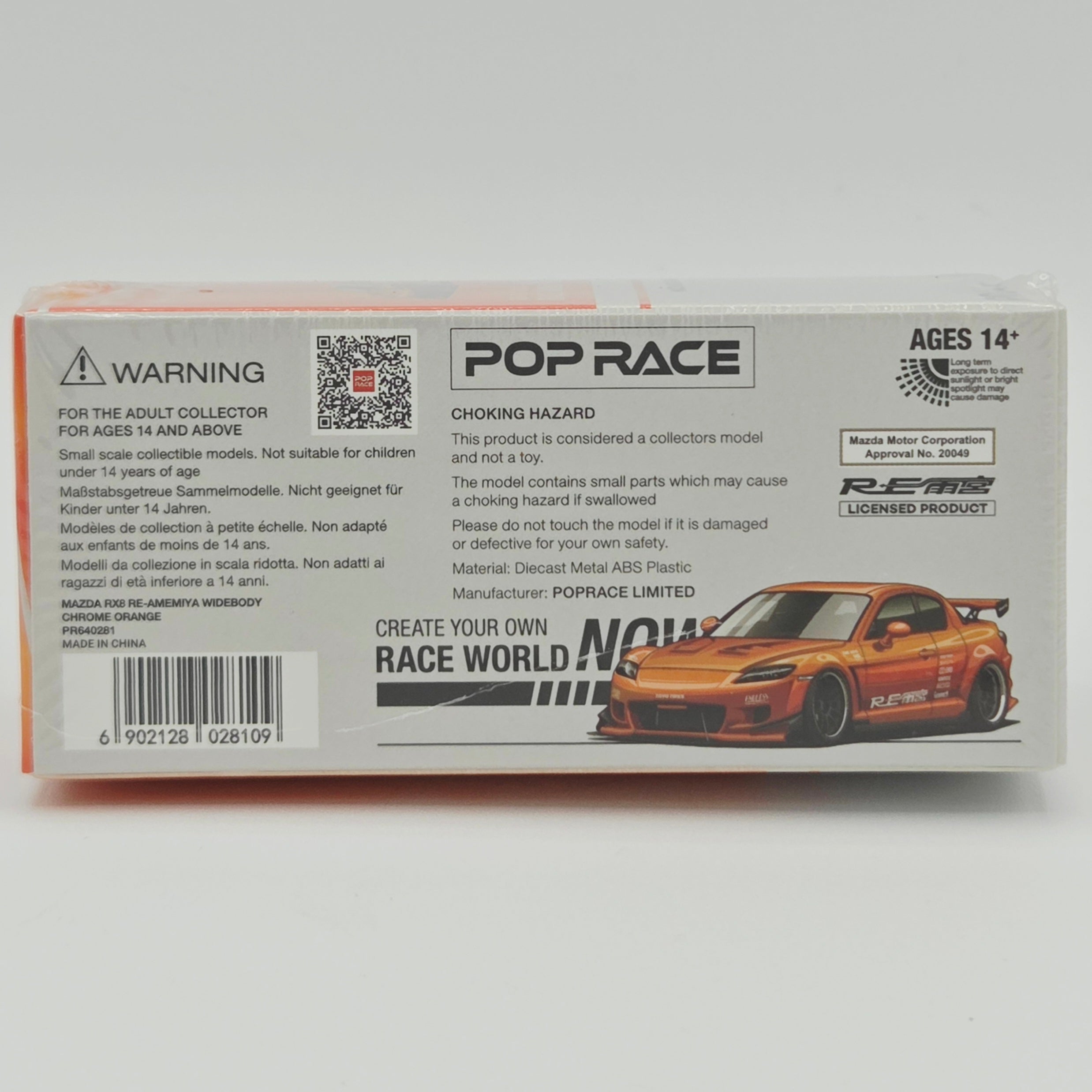 Pop Race Mazda RX-8 Re-Amemiya - 1:64, Orange Chrome #281 (2026 Limited Edition)