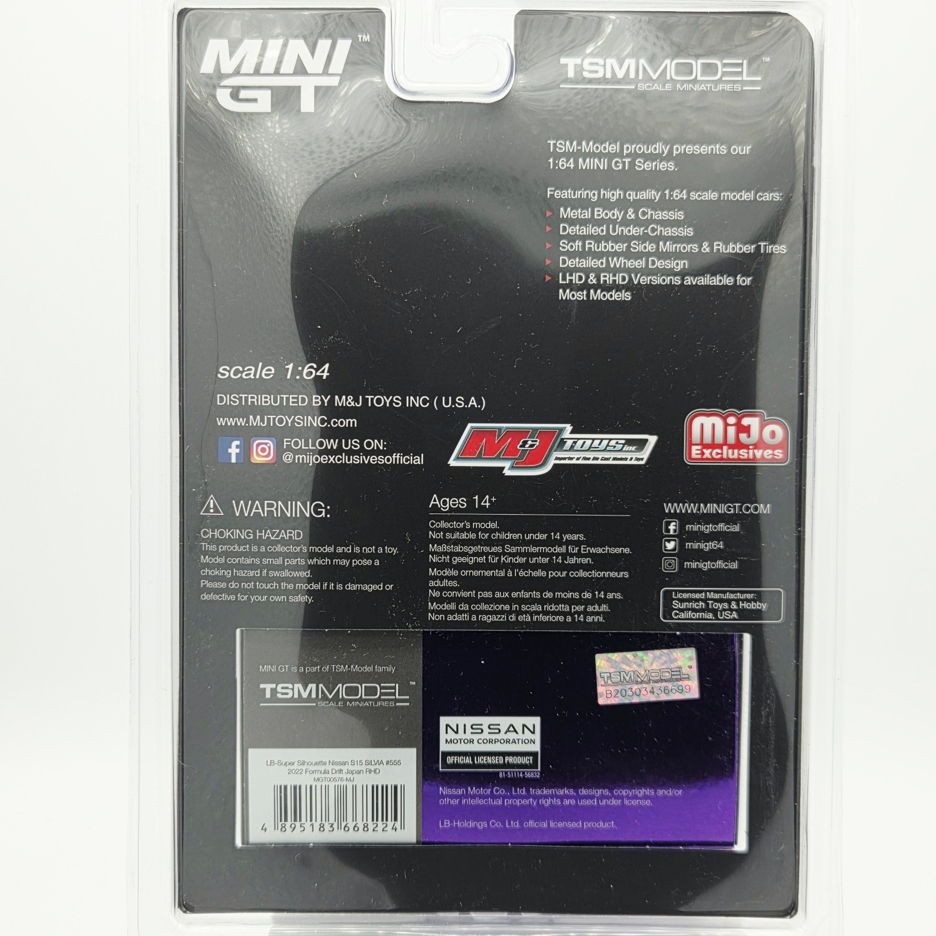Mini GT Nissan Silvia S15 LB-Super Silhouette, Formula Drift Japan - 1:64, Chrome Purple (2023 MIJO Exclusives - Limited Edition)