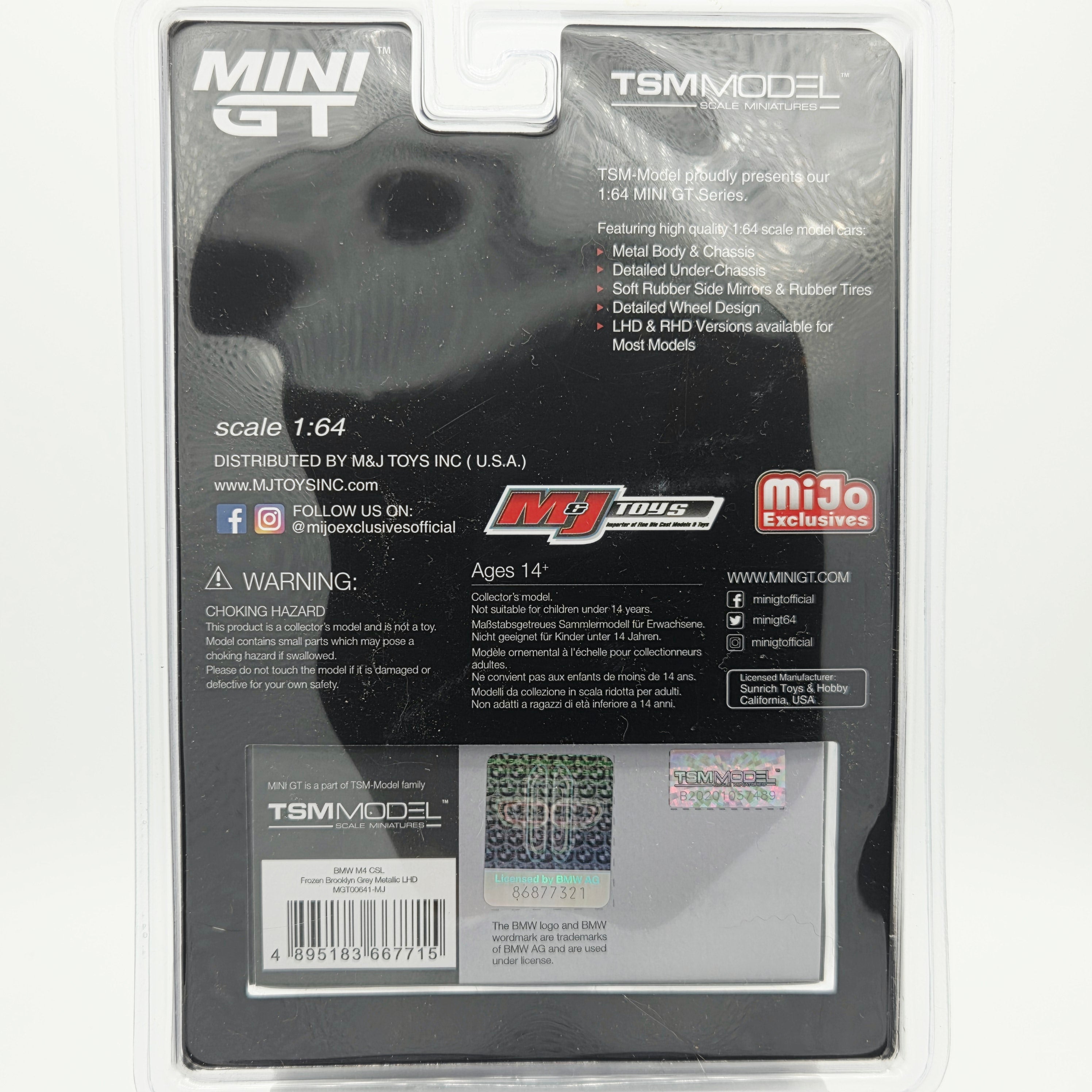 Mini GT BMW M4 CSL - 1:64, Frozen Brooklyn Grey (2024 MIJO Exclusives - Limited Edition 1 of 2400)