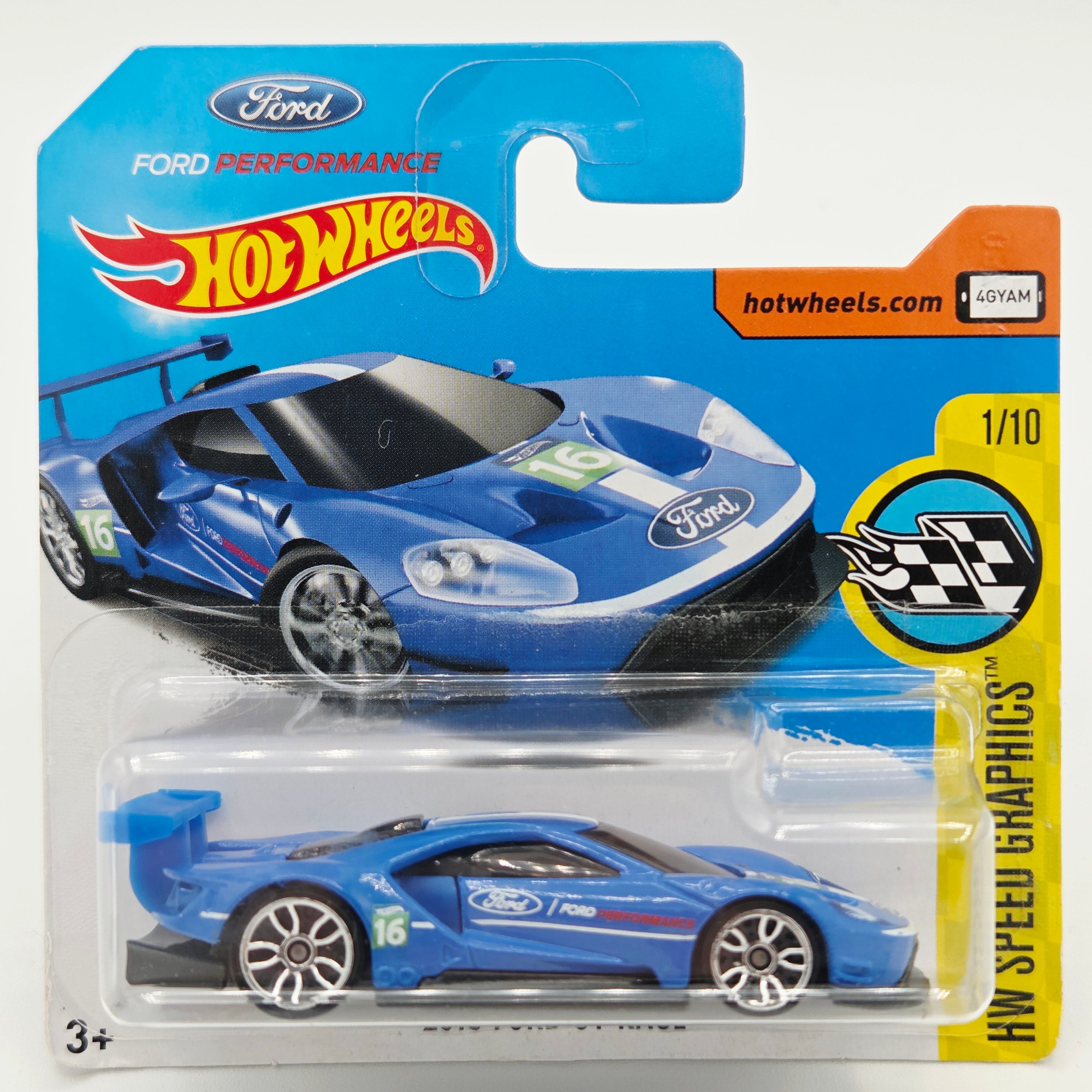 Hot Wheels '16 Ford GT Race - Short Card (2017 HW Basic - Speed Graphics)