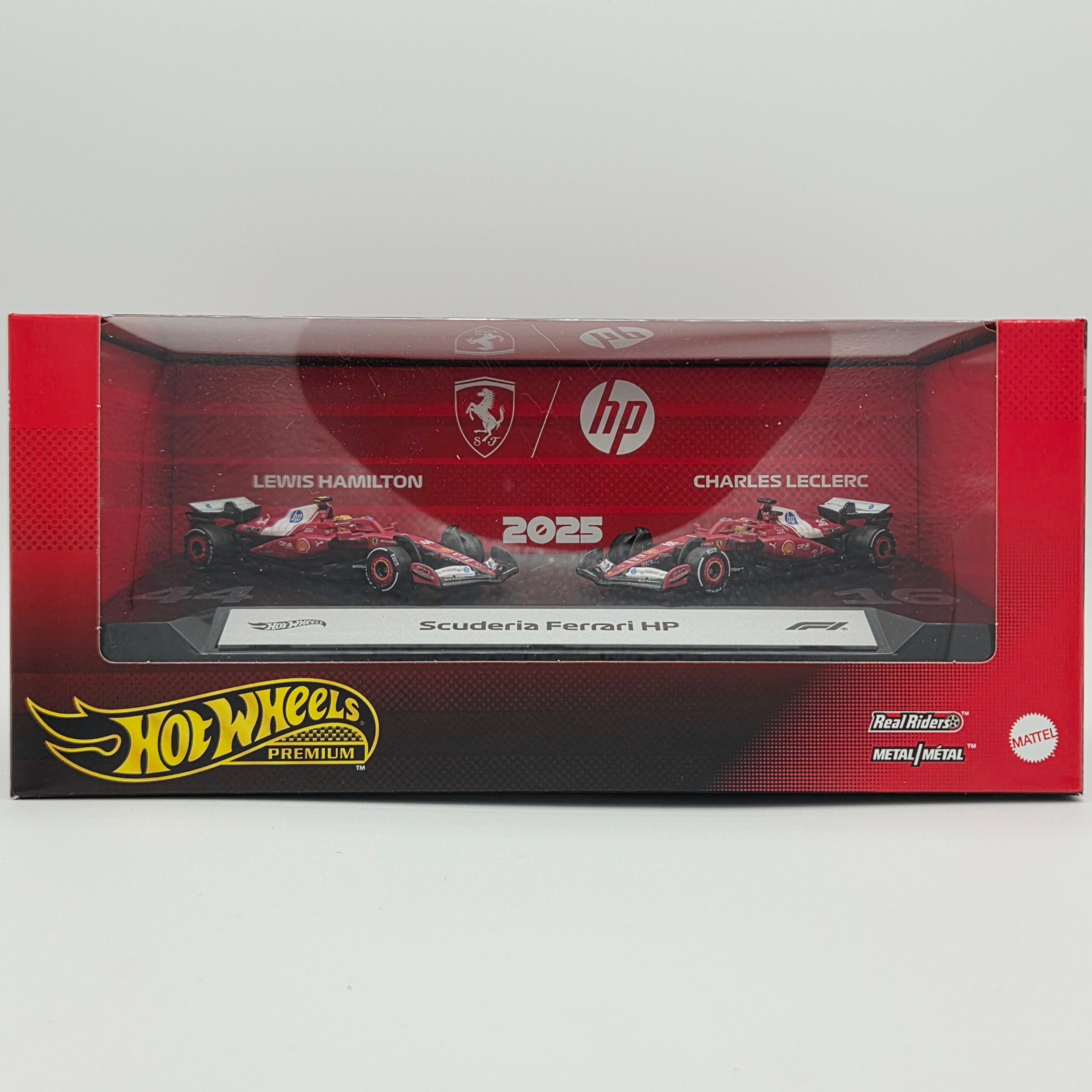 Hot Wheels - Ferrari HP Formula 1 Team 2025 #44 Hamilton & LeClerc (2026 F1 Premium 2 Pack Box Set)