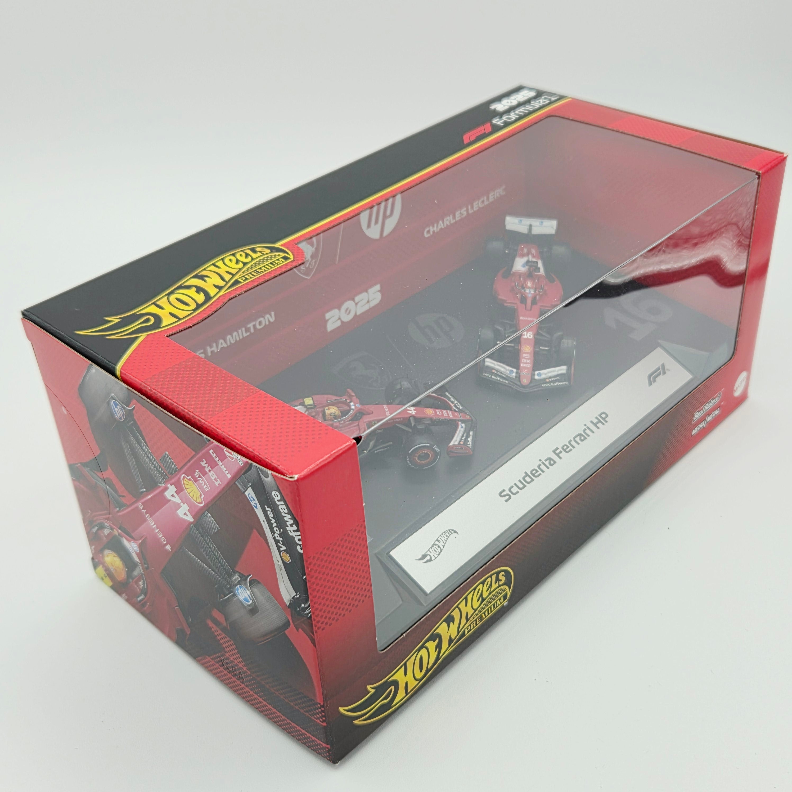 Hot Wheels - Ferrari HP Formula 1 Team 2025 #44 Hamilton & LeClerc (2026 F1 Premium 2 Pack Box Set)