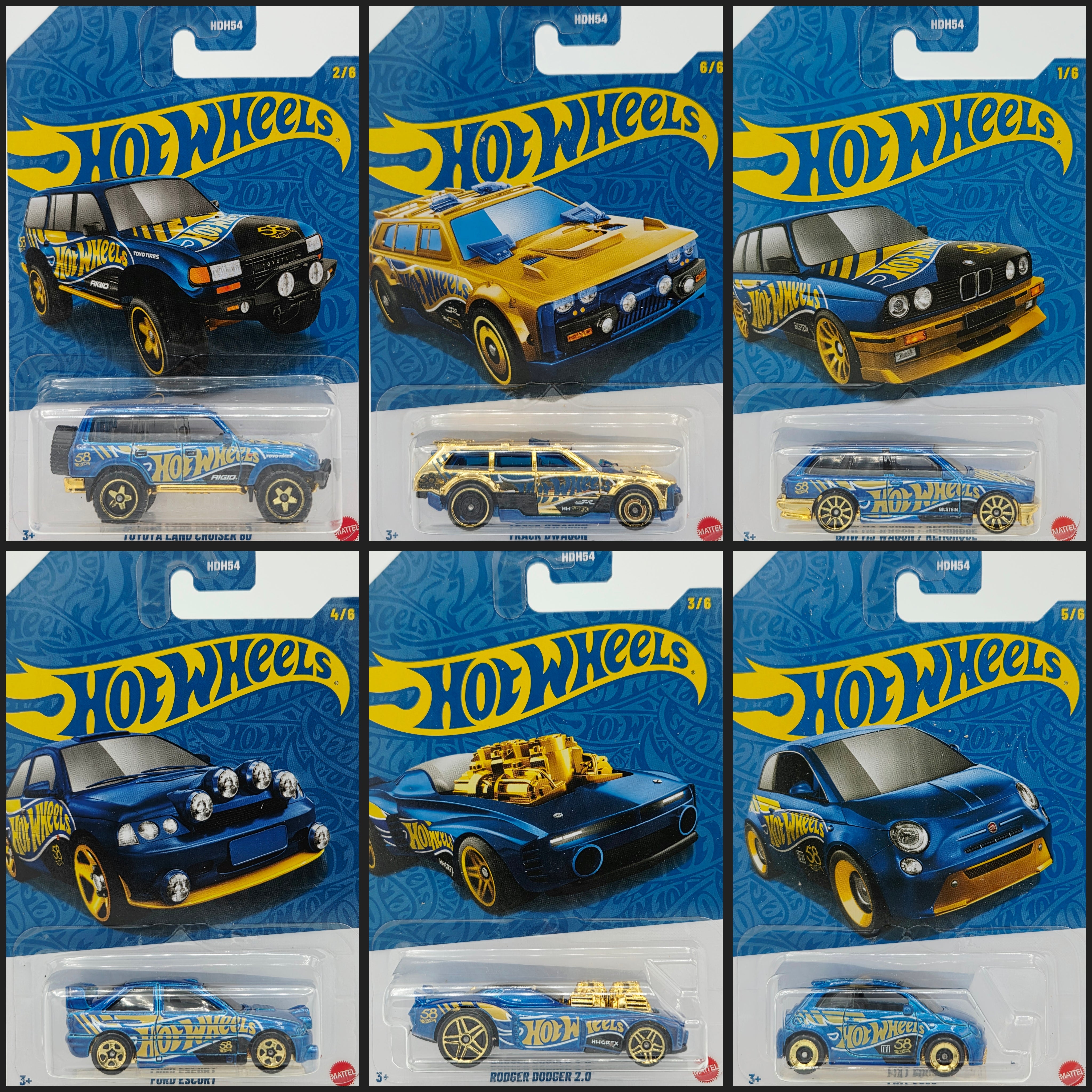 Hot Wheels - 2026 Pearl & Chrome 58th Anniversary Basic Mix 2 (Full Set - 6 Cars w/ Chase)