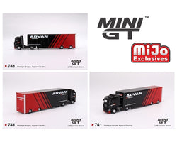 Mini GT Mercedes-Benz Actros w/ Racing Transporter "Advan", 1:64 scale (2024 MIJO Exclusives - Limited Edition)